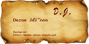 Dezse János névjegykártya